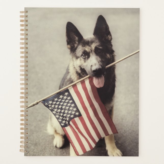 Agenda german shepherd com sinalizador dos EUA (Frente)