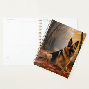 Agenda German shepherd no outono Folhas caem inspiração