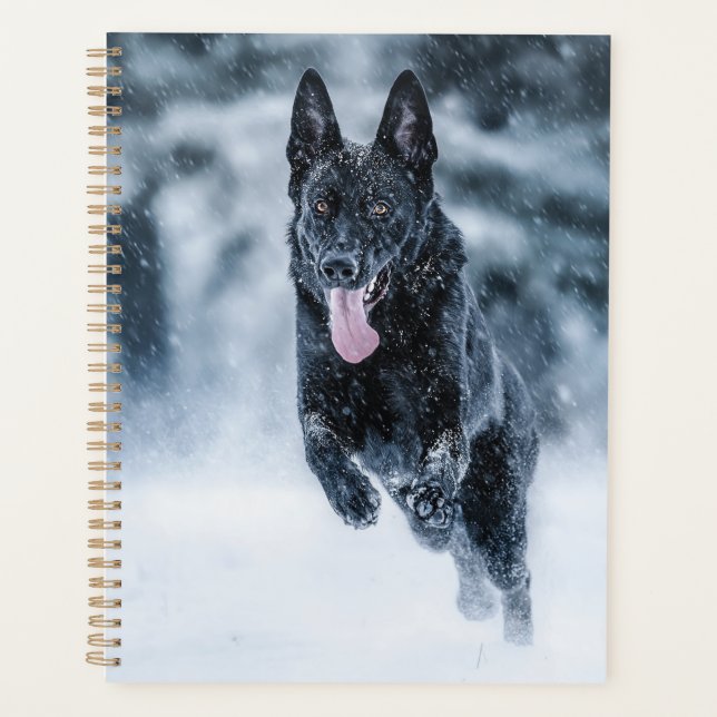Agenda German shepherd preto no Cobrir da escova de neve (Frente)