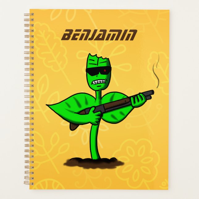 Agenda Germinador cyborg planta engraçada desenho animado (Frente)