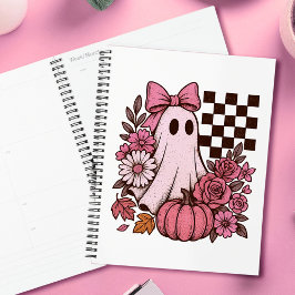 Agenda Ghost Girl retrorada cor-de-rosa com Arco Hallowee