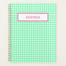 Agenda Gingham Planner Verde