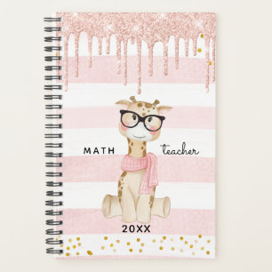 Agenda Girafa bonita com vidros e professor de matemátic