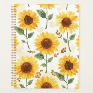 Agenda Girassóis Amarelos Aquarela Floral Caprichoso