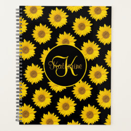 Agenda Girassóis Amarelos no Monograma Preto