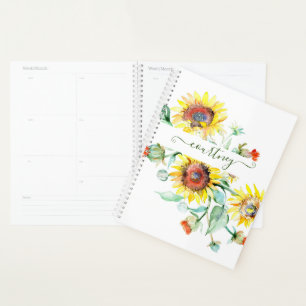 Agenda Girassóis aquarela personalizados