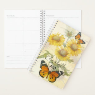 Agenda Girassóis e borboletas personalizados, ano