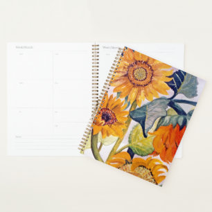 Agenda Girassol Aquarela Flor Arte