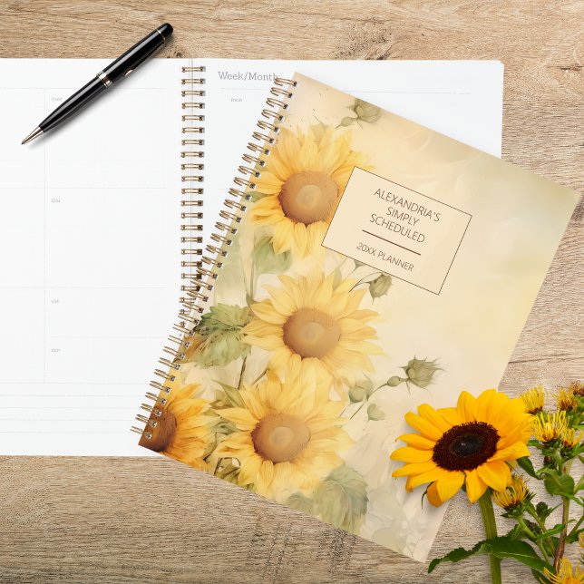 Agenda Girassol Aquarela Rústica (Criador carregado)