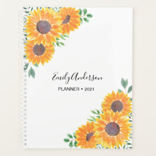 Agenda Girassol Dourado Amarelo Personalizado 2021