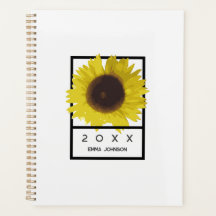 Girassol Floral Amarelo Moderno Nome Personalizado