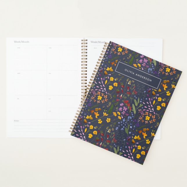 Agenda Girassol floral, giro, púrpura giro, personalizado (Exibição)