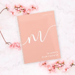 Agenda Girassol Monograma - Caligrafia Cor-de-rosa<br><div class="desc">Caligrafia de Monograma com Planner Rosa Espelhado de Coral. Fácil de personalizar o monograma de tipografia feminina e elegante. Ideia de presente de nome monograma perfeito!</div>