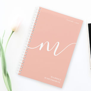 Agenda Girassol Monograma - Caligrafia Cor-de-rosa