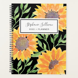 Agenda Girassol preto personalizado 2022