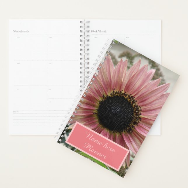 Agenda Girassol rosa pálido personalizado (Exibição)