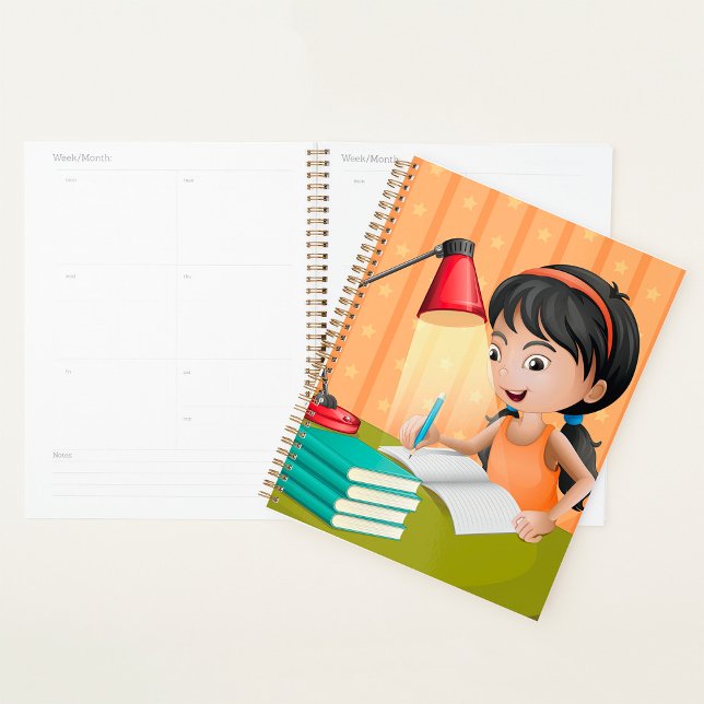 Agenda Girl Studying at Desk Doing Homework (Criador carregado)