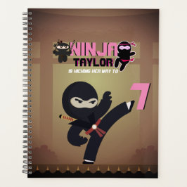 Agenda Girla NINJA chutando Karate Warrior rosa Preto