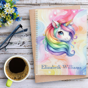 Agenda Girls Cute Rainbow Unicorn Nome Personalizado