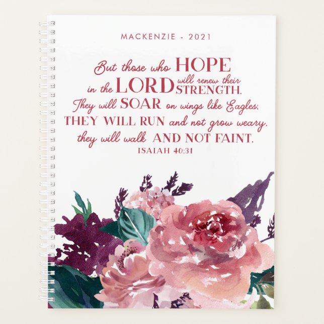 Agenda Girly Christian Bíblia Verse Isaiah 40 cor-de-rosa (Frente)