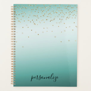 Agenda Girly Glam Dourado Sparkle Confetti Mint Ombre