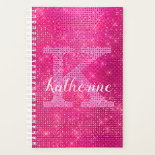 Agenda Girly Hot Pink Diamond Glam Sparkle Monographic Na