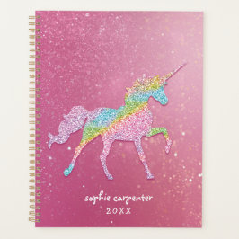 Agenda Girly Rainbow Glitter Unicorn Planner