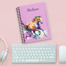 Girly Rainbow Horse Purple Custom Name Planner