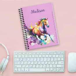 Agenda Girly Rainbow Horse Purple Custom Name Planner