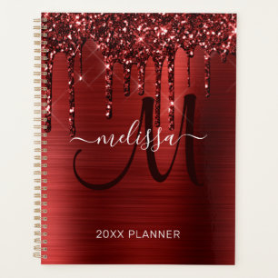 Agenda Girly Red Driping Glitter Bruted Metal 2022
