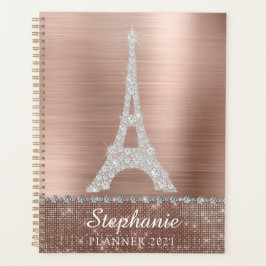 Agenda Girly Rosa Dourado Diamond Sparkle Paris Personali