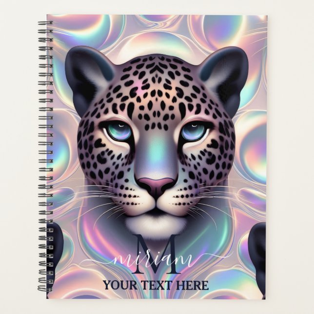 Agenda Girly Trendy Opal Leopard Print Monogram Softcover (Frente)