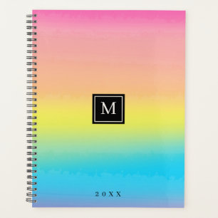 Agenda Girly Watercolor Rainbow Monographic School
