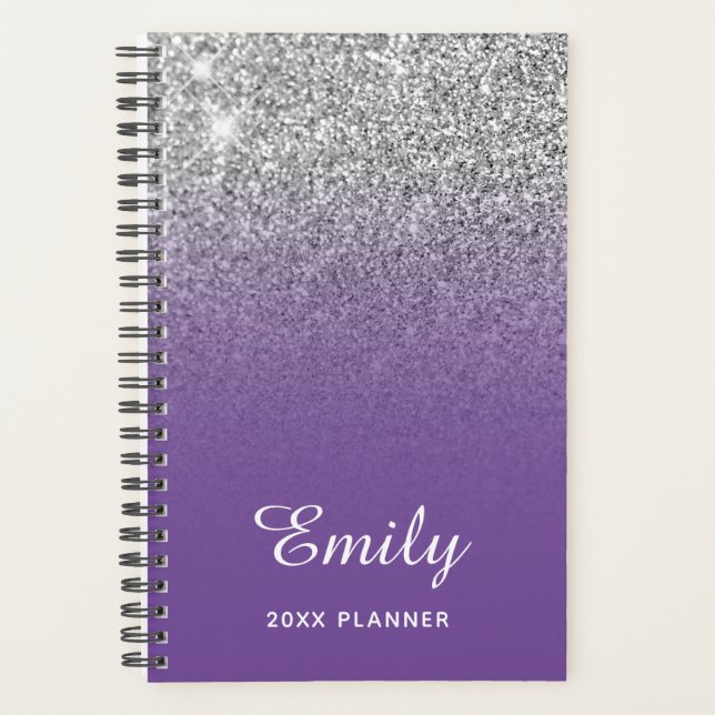 Agenda Giz Purple Prateado Personalizado (Frente)