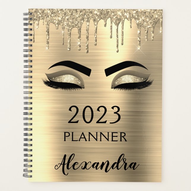 Agenda Glam 2022 Glitter Sparkle Eyelashes Dourado (Frente)