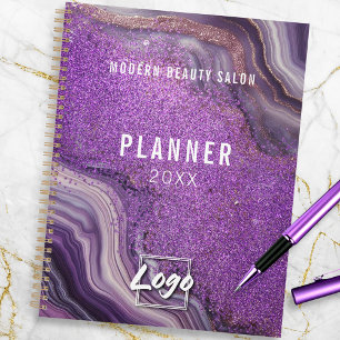 Agenda Glam Chic Purple Glitter Agate Marble Anualmente