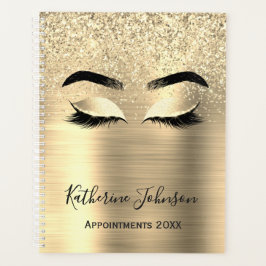 Agenda Glam Dourado Glitter Metal Beauty Salon Lashes 202