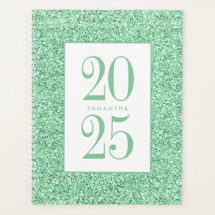 Agenda Glam Mint Green Glitter Personalizado 2022