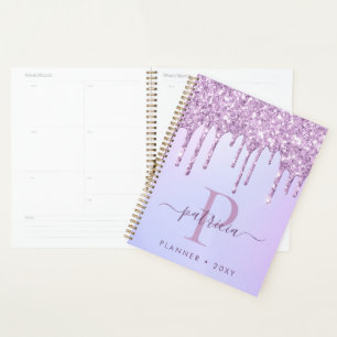 Agenda Glam Purple Glitter Drives Monograma Elegante