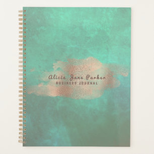 Agenda Glam Rosa Dourado Folha de Cobre Verde   Luxury El