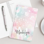 Agenda Glamorosa brilhante bonito<br><div class="desc">Personalize facilmente este padrão bonito de brilho de boque rosa com seus detalhes personalizados.</div>