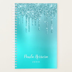 Agenda Glitter azul-de-menta-azul-aqua e glitter-de-turqu