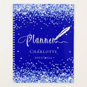 Agenda Glitter azul real brilha nome glam 2026