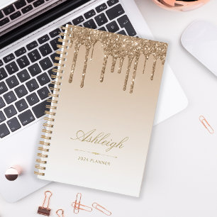 Agenda Glitter De Luxo Chic Dourado 2024