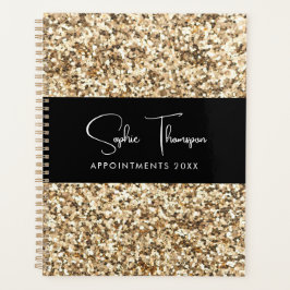 Agenda Glitter do ouro Dourado de champanhe 2024