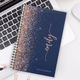 Agenda Glitter Dourado Rosa Azul do Marinho Personalizado