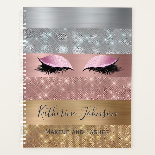 Agenda Glitter Dourado Rosa de Prata Dourado Rasga Beleza (Frente)