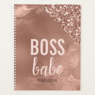 Agenda Glitter Dourado Rosa personalizado Pink Boss Bab