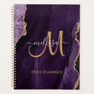 Agenda Glitter Dourado Roxo-Quic Monograma 2024
