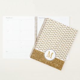 Agenda Glitter Glitter Chevron Dourado Glam Faux